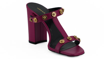 Sandales hautes Versace élégantes en cuir de veau violet