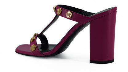 Sandales hautes Versace élégantes en cuir de veau violet
