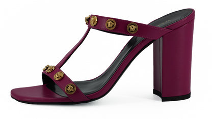Sandales hautes Versace élégantes en cuir de veau violet