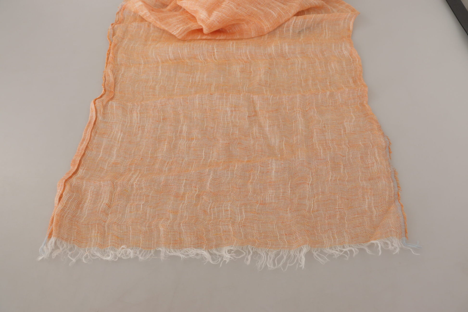 Malo Peach Linen Knitted Shawl Wrap Fringes Scarf by Malo
