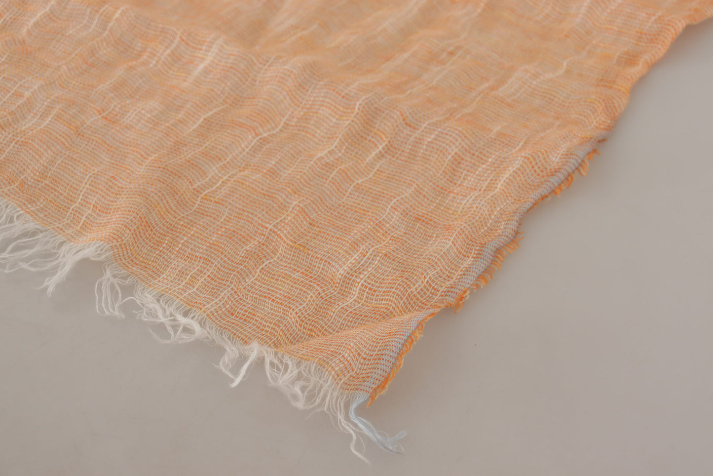 Malo Peach Linen Knitted Shawl Wrap Fringes Scarf by Malo