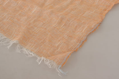 Malo Peach Linen Knitted Shawl Wrap Fringes Scarf by Malo