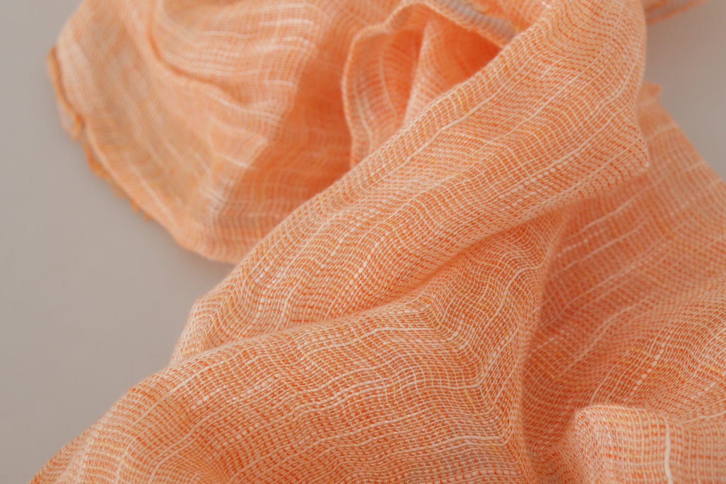 Malo Peach Linen Knitted Shawl Wrap Fringes Scarf by Malo