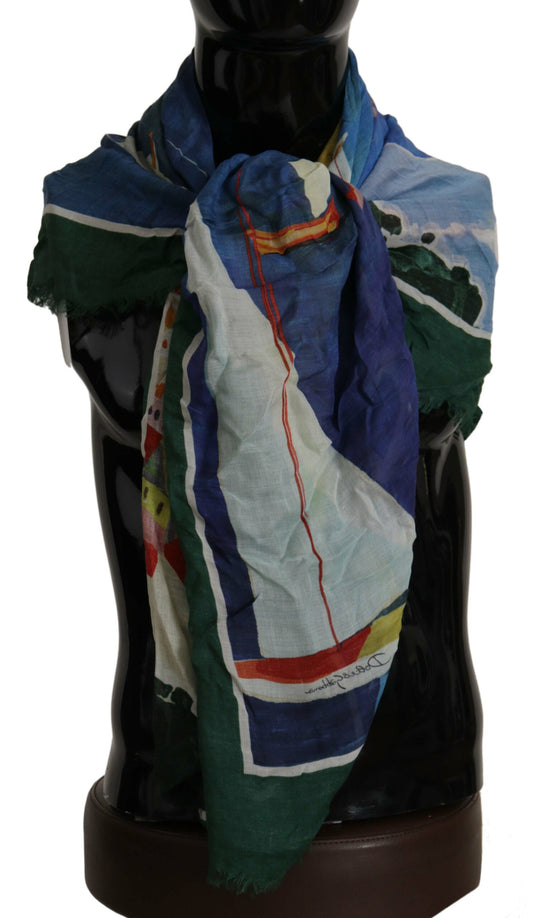 Dolce & Gabbana Multicolor Sorrento DG Shawl Fringe Scarf by Dolce & Gabbana