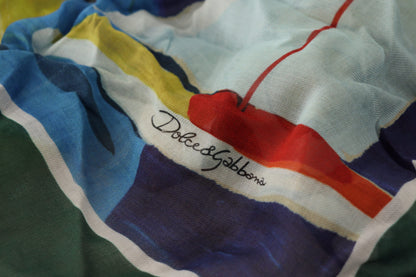 Dolce & Gabbana Multicolor Sorrento DG Shawl Fringe Scarf by Dolce & Gabbana