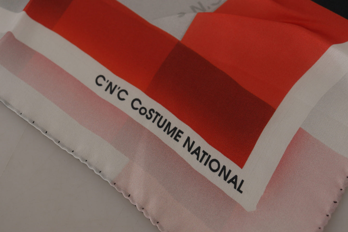 Costume National Gray Red Silk Shawl Foulard Wrap Scarf by Costume National