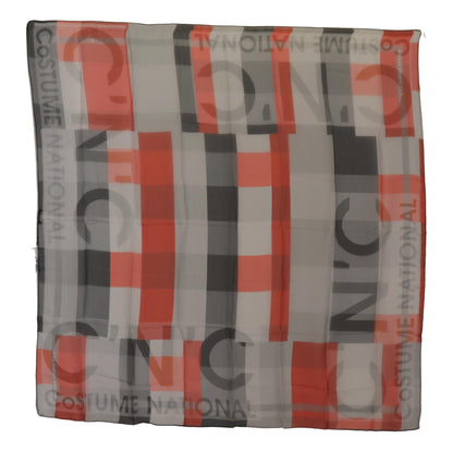 Costume National Gray Red Shawl Foulard Wrap Scarf by Costume National