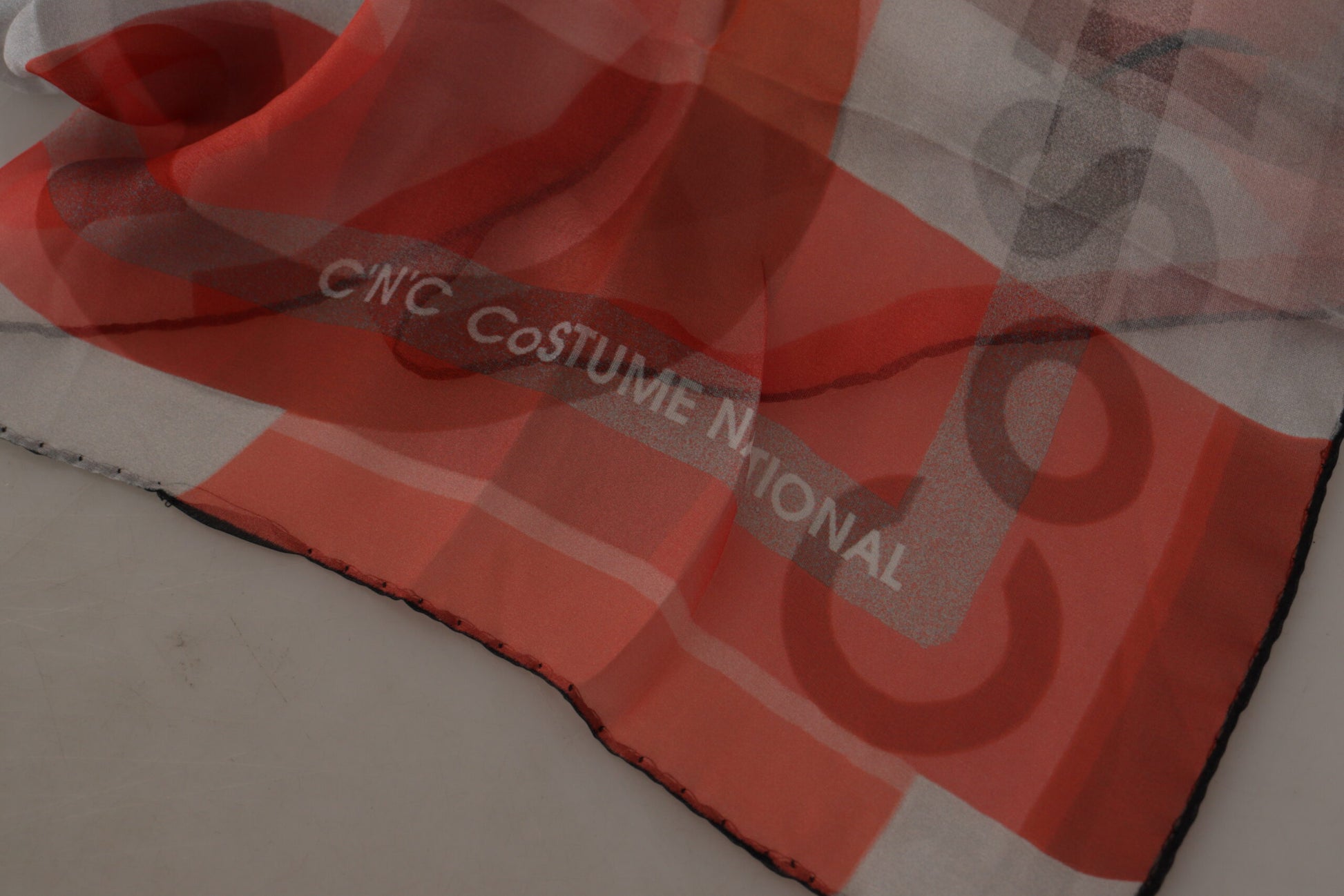 Costume National Gray Red Shawl Foulard Wrap Scarf by Costume National