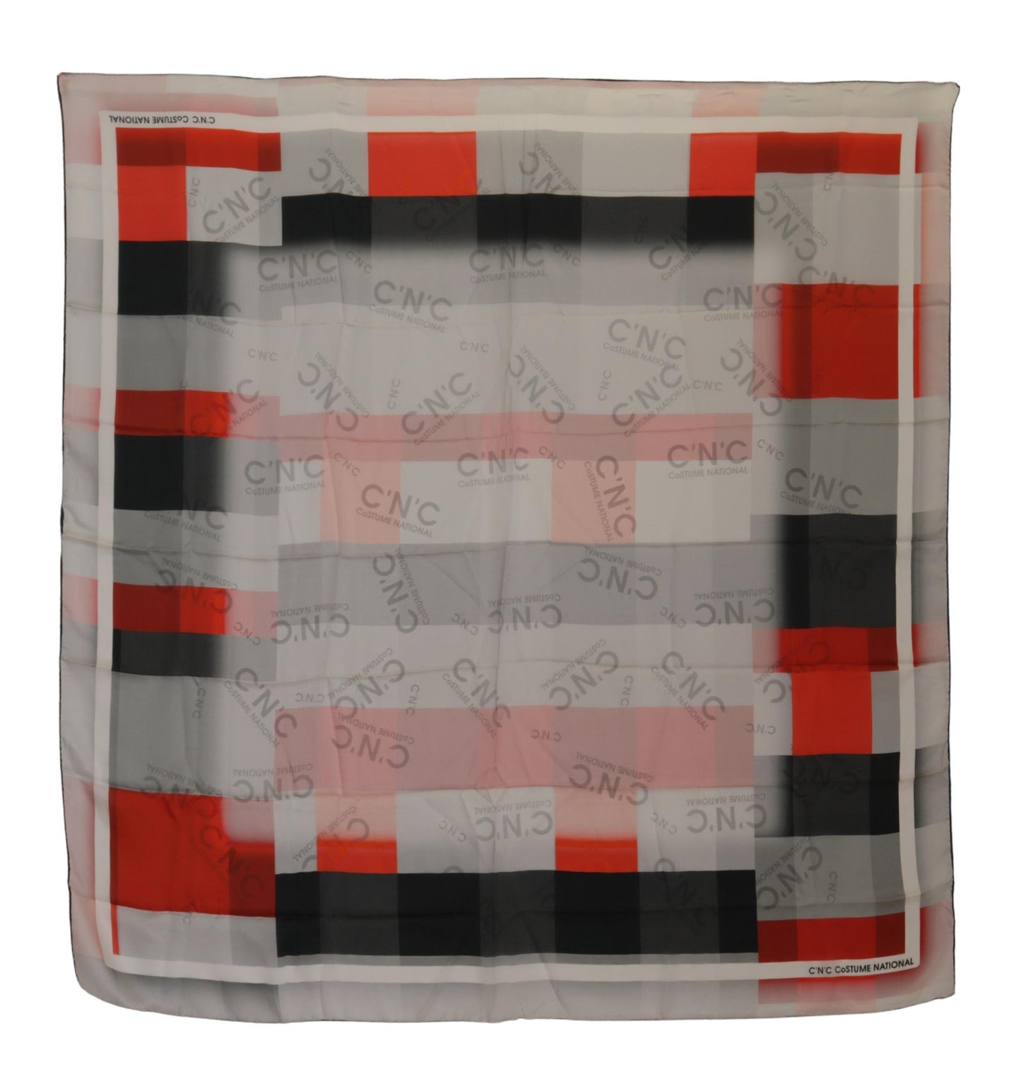 Costume National Gray Red Shawl Foulard Wrap Scarf by Costume National