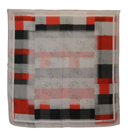 Costume National Gray Red Shawl Foulard Wrap Scarf by Costume National