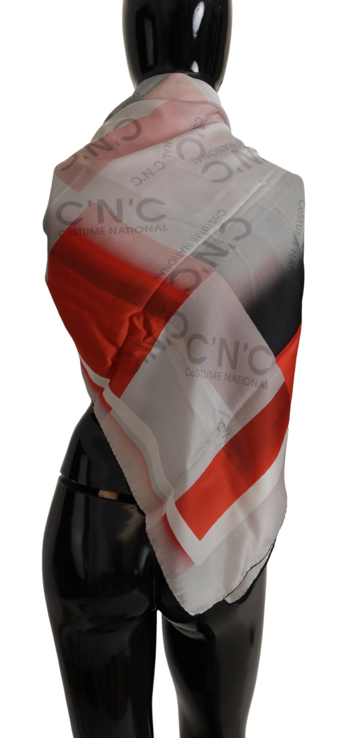 Costume National Gray Red Shawl Foulard Wrap Scarf by Costume National