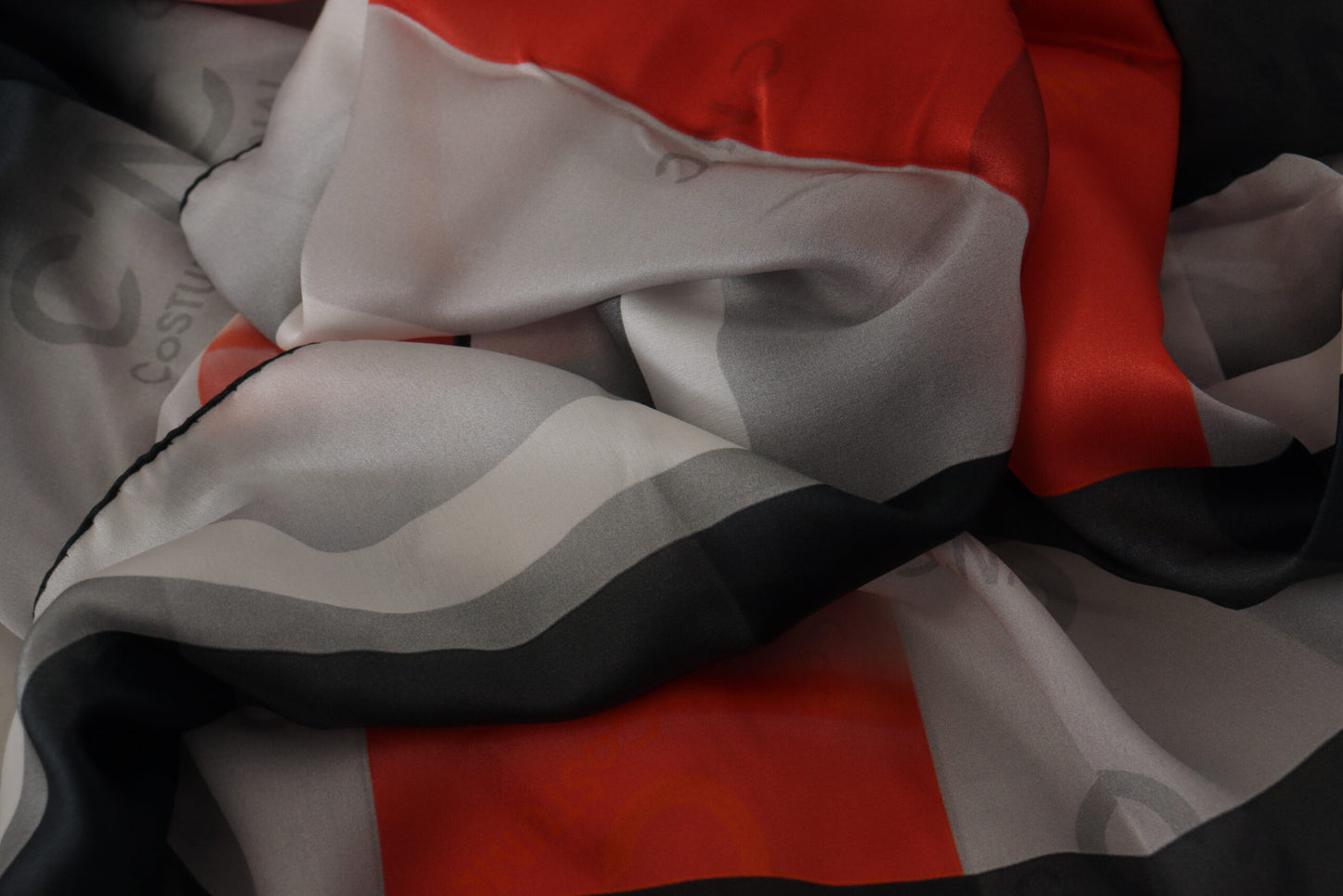 Costume National Gray Red Shawl Foulard Wrap Scarf by Costume National