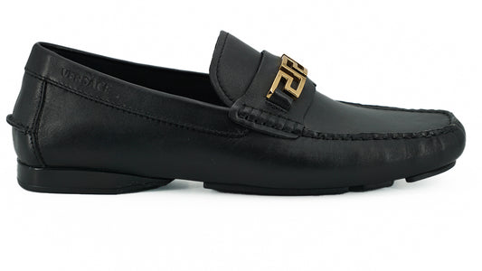 Mocassins Versace élégants en cuir de veau noir pour homme