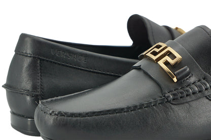 Mocassins Versace élégants en cuir de veau noir pour homme