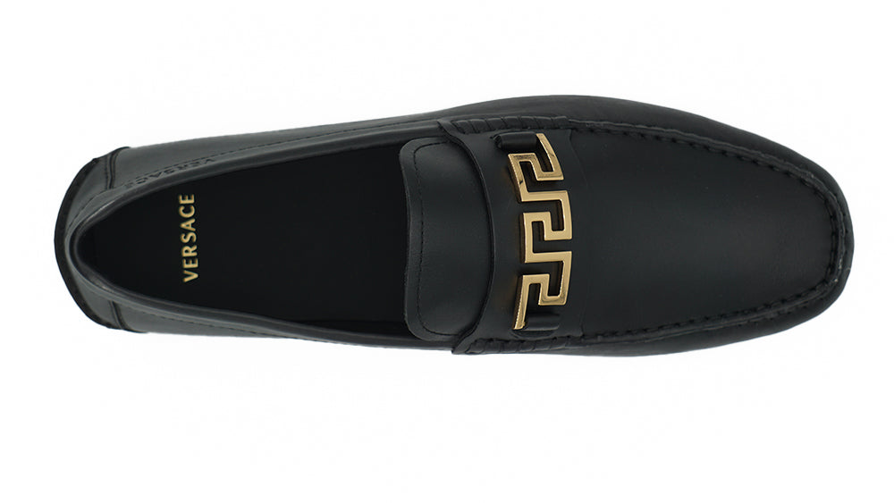 Mocassins Versace élégants en cuir de veau noir pour homme