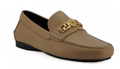 Mocassins Versace en cuir doré Medusa Exquisite