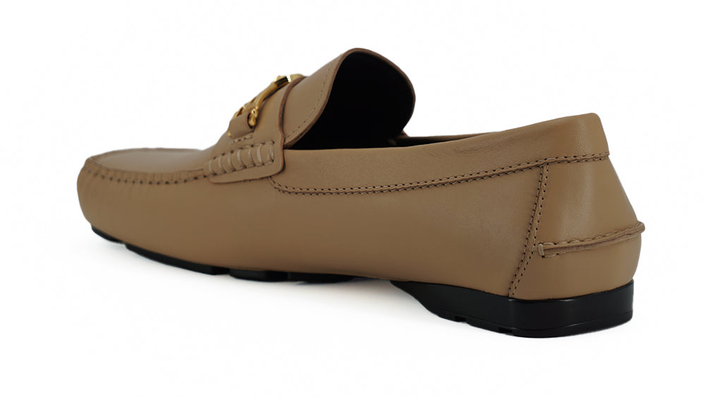 Mocassins Versace en cuir doré Medusa Exquisite
