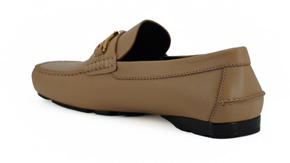 Mocassins Versace en cuir doré Medusa Exquisite