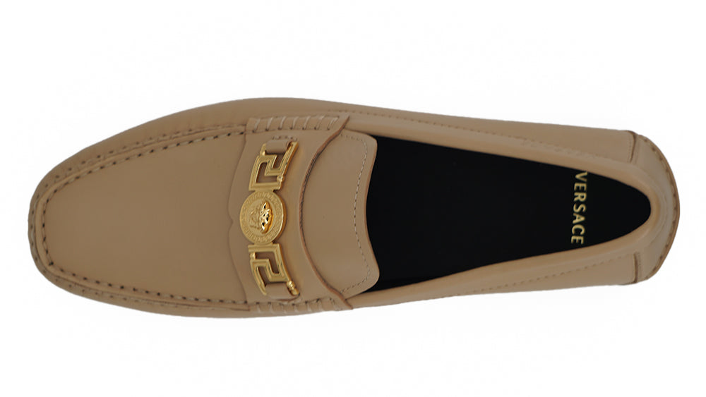 Mocassins Versace en cuir doré Medusa Exquisite