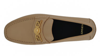 Mocassins Versace en cuir doré Medusa Exquisite