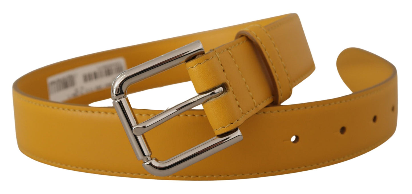 Ceinture élégante en cuir Dolce &amp; Gabbana jaune soleil