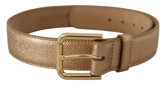 Ceinture en cuir rose doré Dolce &amp; Gabbana Chic avec boucle logo