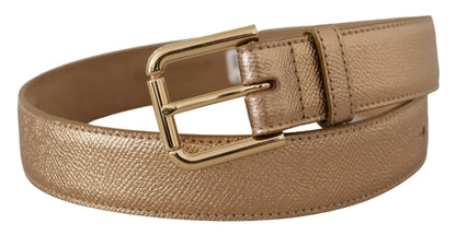 Ceinture en cuir rose doré Dolce &amp; Gabbana Chic avec boucle logo