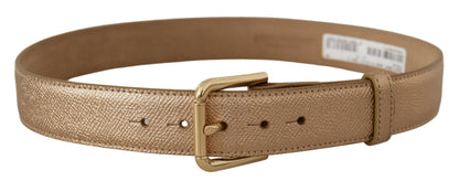 Ceinture en cuir rose doré Dolce &amp; Gabbana Chic avec boucle logo