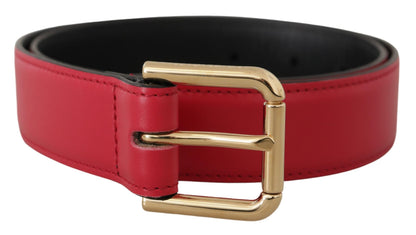Ceinture élégante en cuir rouge Dolce &amp; Gabbana avec boucle dorée