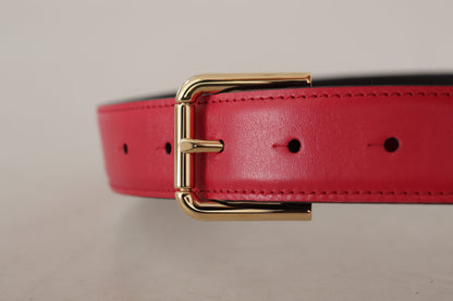 Ceinture élégante en cuir rouge Dolce &amp; Gabbana avec boucle dorée