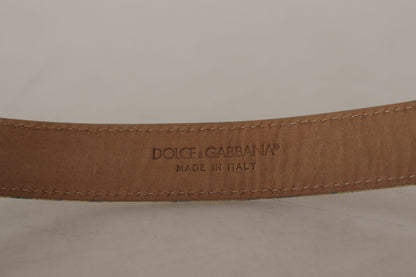 Ceinture élégante en cuir bleu clair Dolce &amp; Gabbana avec boucle dorée