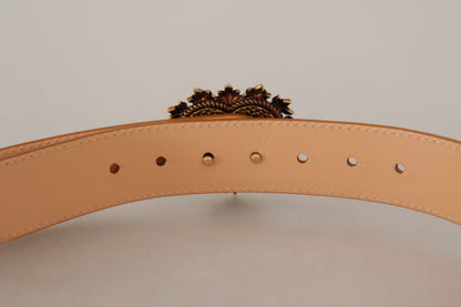 Ceinture en cuir nude enchanteresse Dolce &amp; Gabbana avec boucle gravée