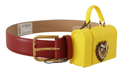 Ceinture élégante en cuir rouge avec boucle gravée Dolce &amp; Gabbana