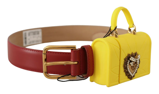 Ceinture élégante en cuir rouge avec boucle gravée Dolce &amp; Gabbana
