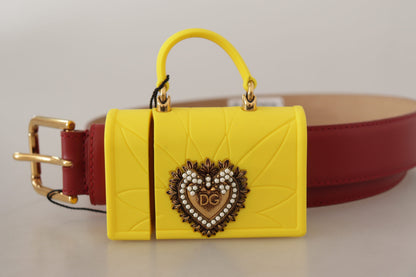 Ceinture élégante en cuir rouge avec boucle gravée Dolce &amp; Gabbana