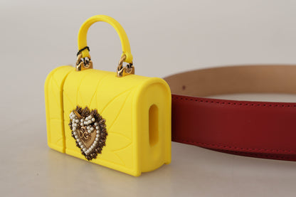 Ceinture élégante en cuir rouge avec boucle gravée Dolce &amp; Gabbana