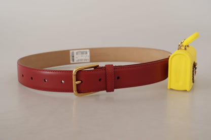 Ceinture élégante en cuir rouge avec boucle gravée Dolce &amp; Gabbana