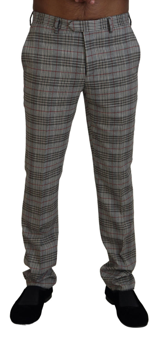 Pantalon slim élégant à carreaux gris BENCIVENGA pour homme