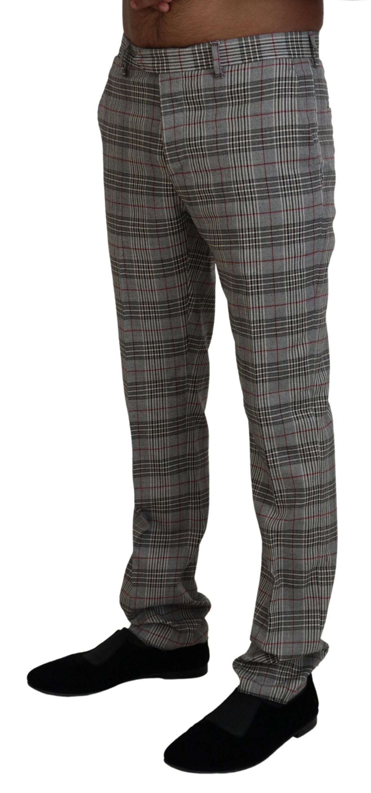 Pantalon slim élégant à carreaux gris BENCIVENGA pour homme