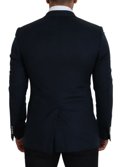 Blazer bleu élégant en mélange cachemire-soie Dolce &amp; Gabbana