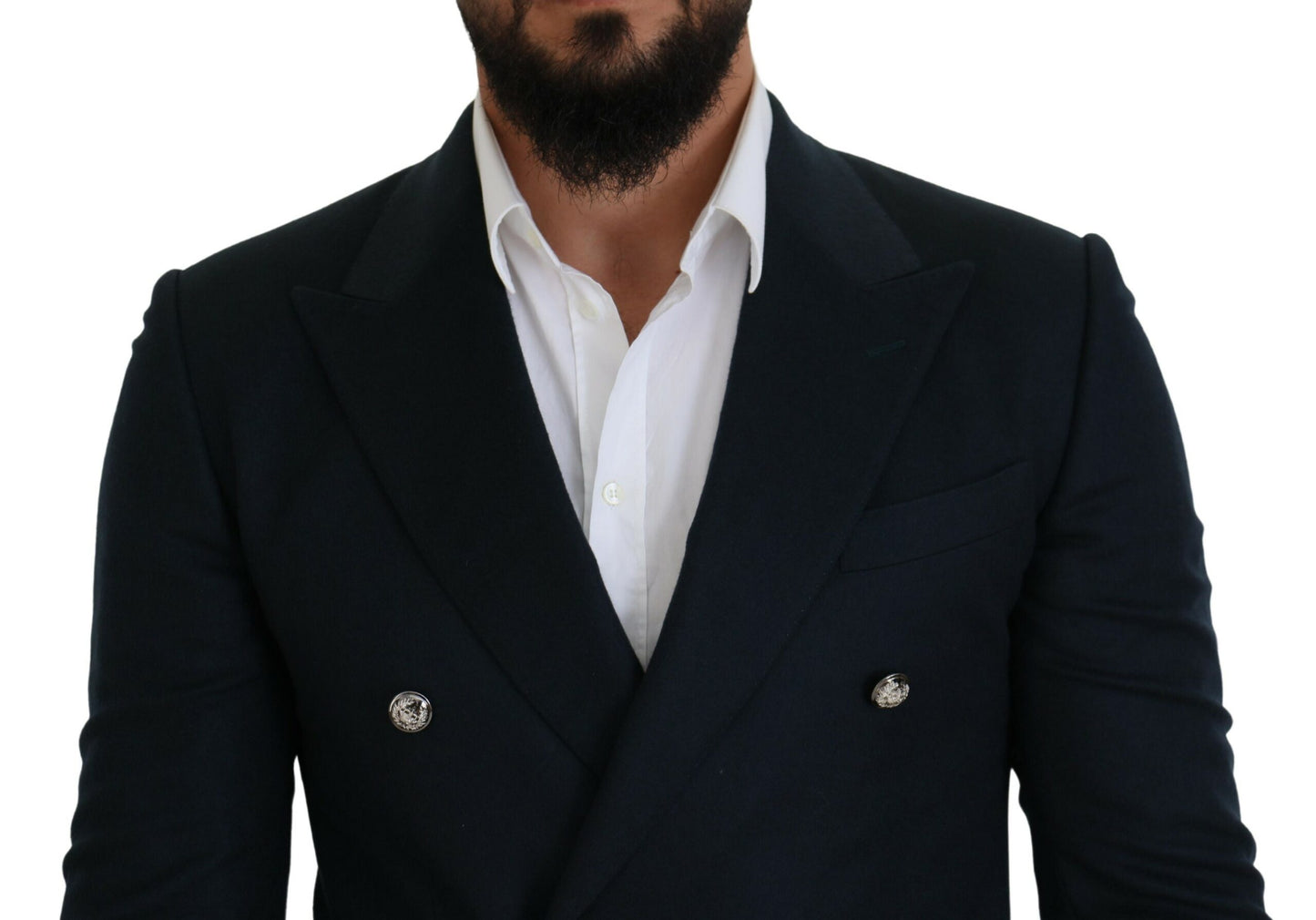 Blazer bleu élégant en mélange cachemire-soie Dolce &amp; Gabbana