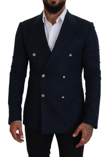 Blazer bleu élégant en mélange cachemire-soie Dolce &amp; Gabbana
