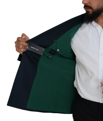 Blazer bleu élégant en mélange cachemire-soie Dolce &amp; Gabbana