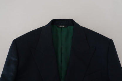 Blazer bleu élégant en mélange cachemire-soie Dolce &amp; Gabbana