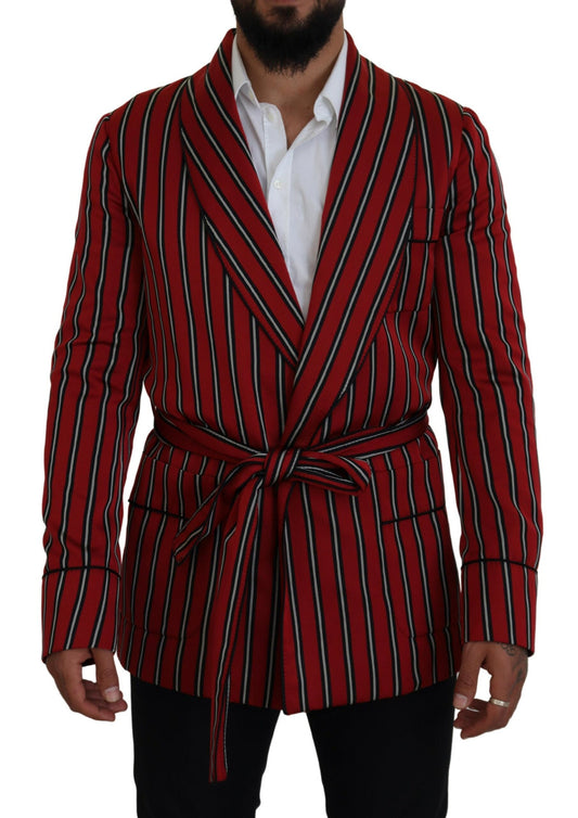 Robe longue élégante à rayures rouges Dolce &amp; Gabbana, vêtements de luxe