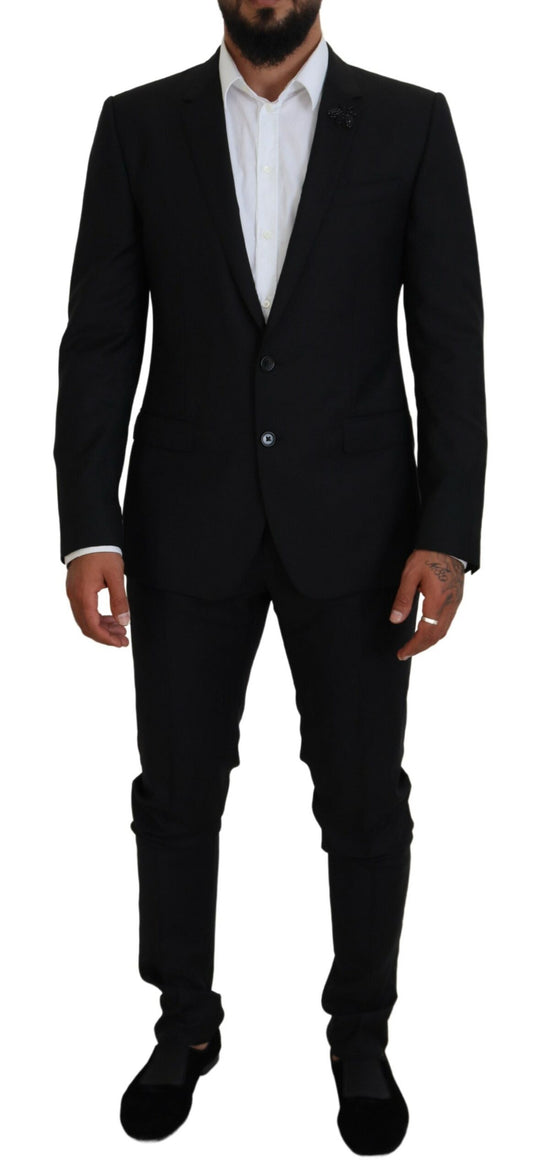 Costume Martini deux pièces en laine noire élégante Dolce &amp; Gabbana