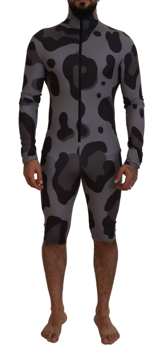 Maillot de bain combinaison Dolce &amp; Gabbana Elite gris à motifs pour homme