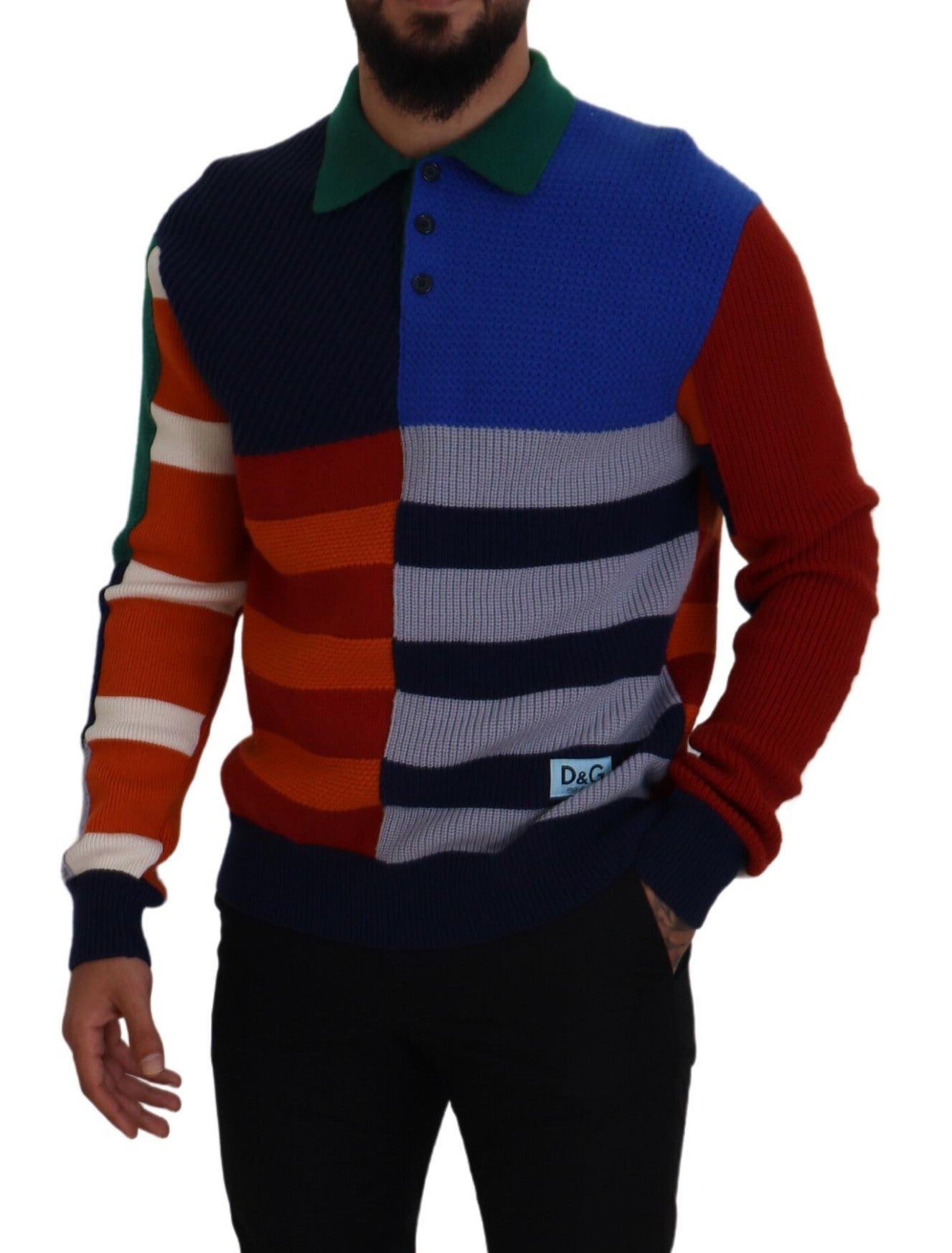 Dolce & Gabbana Multicolor Stripes Wool Pullover Sweater by Dolce & Gabbana