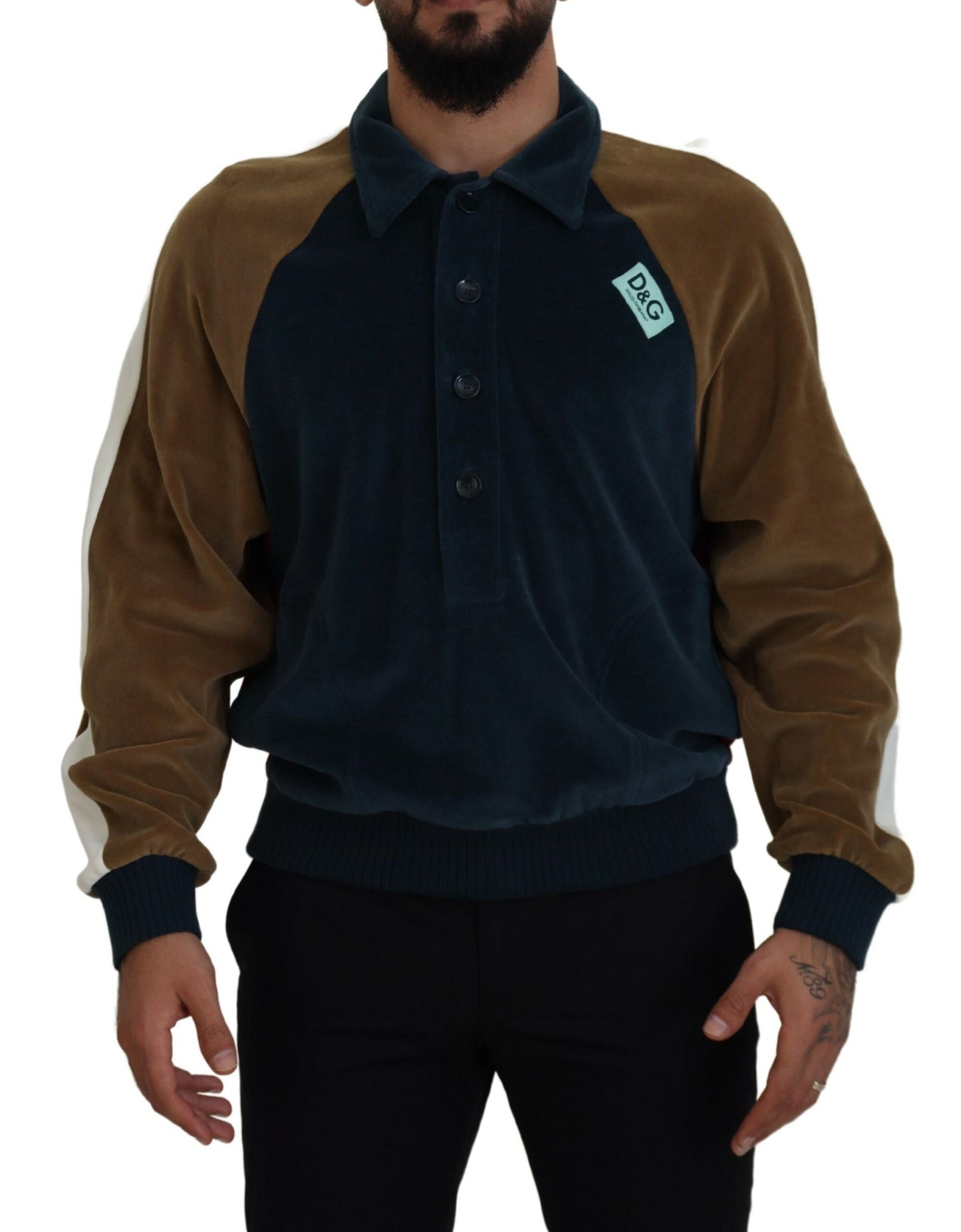 Dolce & Gabbana Multicolor Cotton Collared Pullover Sweater by Dolce & Gabbana
