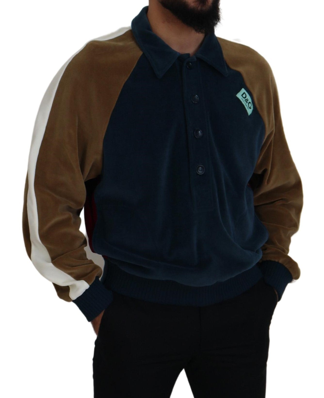 Dolce & Gabbana Multicolor Cotton Collared Pullover Sweater by Dolce & Gabbana